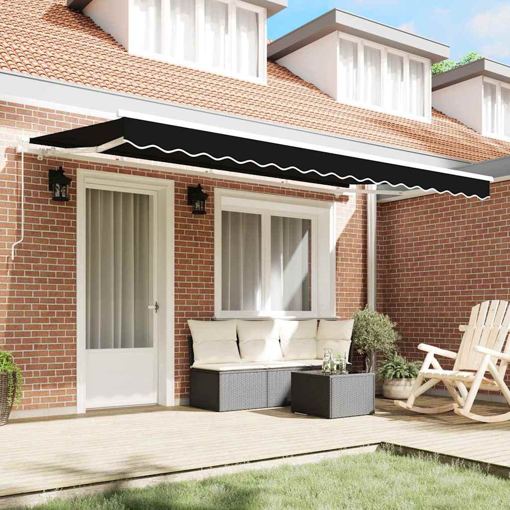 Retractable Awning Black 400 x 200 cm Polyester, Aluminium