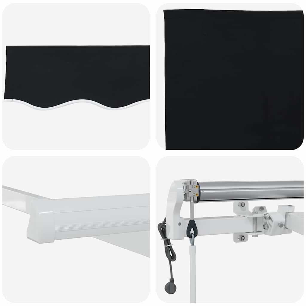 Retractable Awning Black 400 x 200 cm Polyester, Aluminium