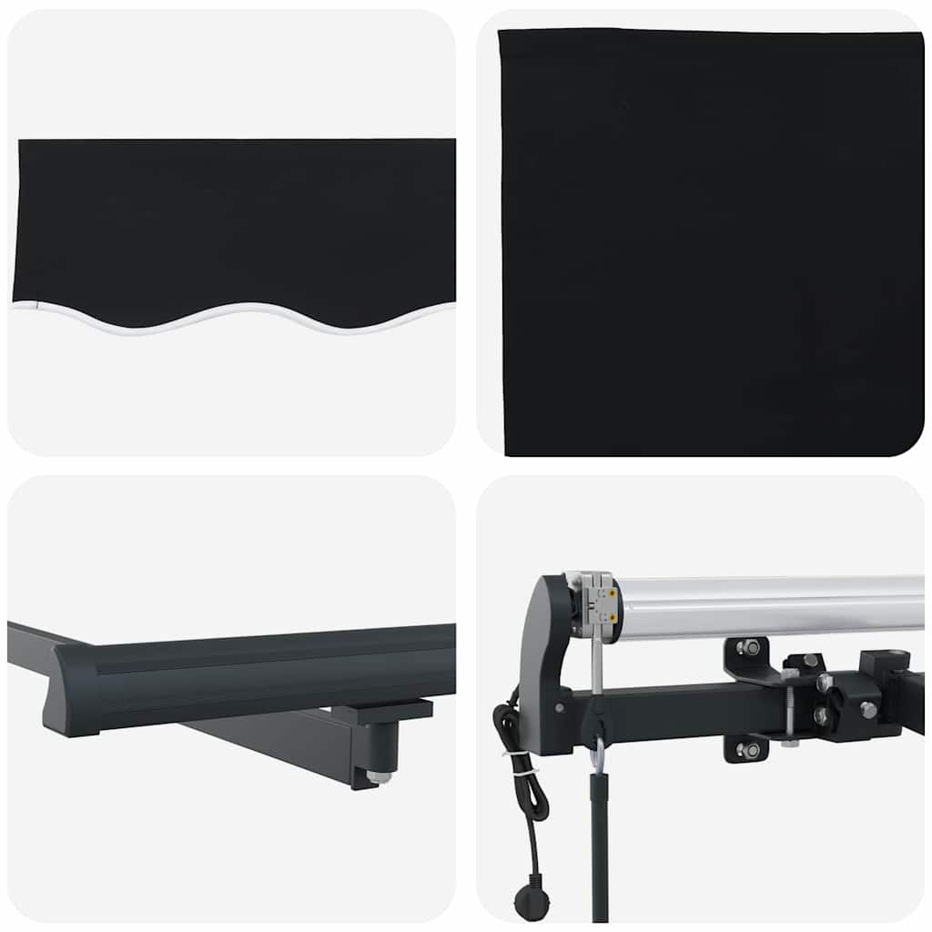 Retractable Awning Black 400 x 200 cm Polyester, Aluminium