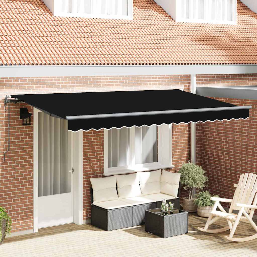 Retractable Awning Black 400 x 200 cm Polyester, Aluminium