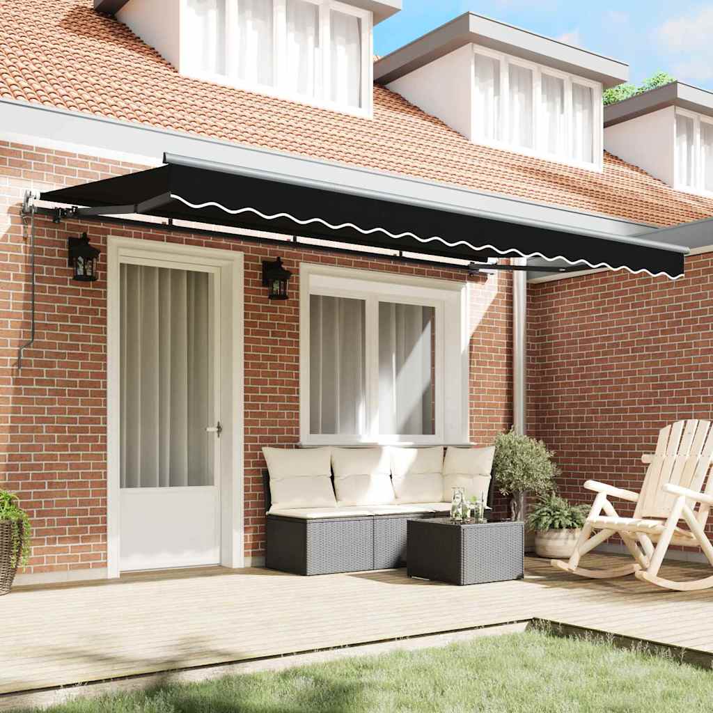 Retractable Awning Black 400 x 200 cm Polyester, Aluminium