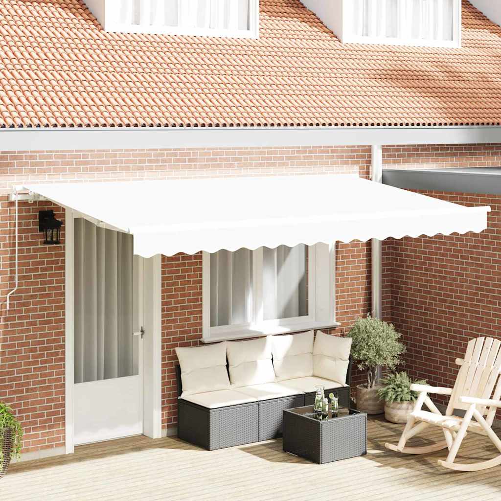 Retractable Awning White 400 x 200 cm Polyester, Aluminium