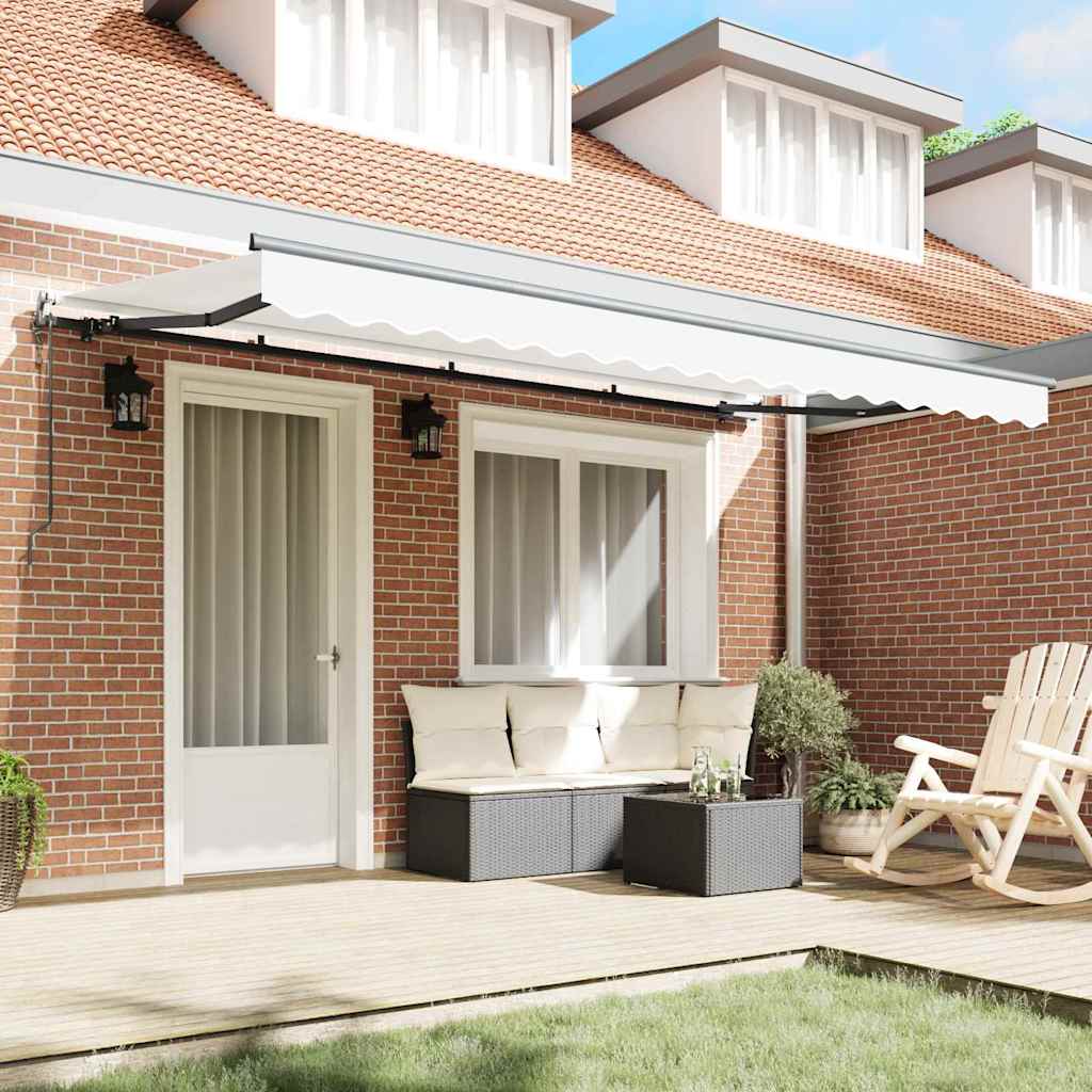 Retractable Awning White 400 x 200 cm Polyester, Aluminium