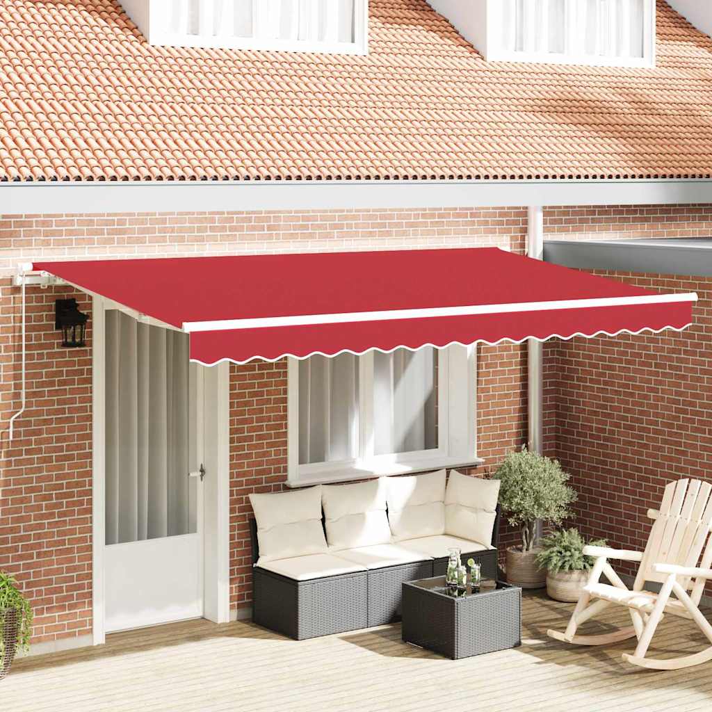 Retractable Awning Red 400 x 200 cm Polyester, Aluminium
