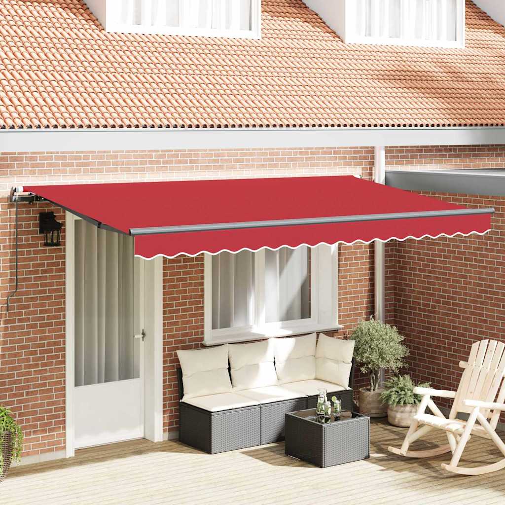 Retractable Awning Red 400 x 200 cm Polyester, Aluminium