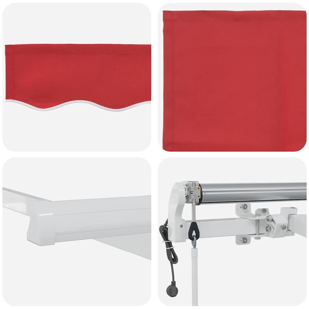 Retractable Awning Red 400 x 200 cm Polyester, Aluminium