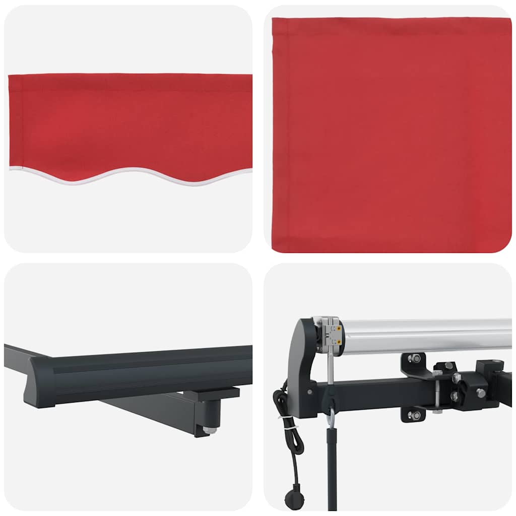 Retractable Awning Red 400 x 200 cm Polyester, Aluminium