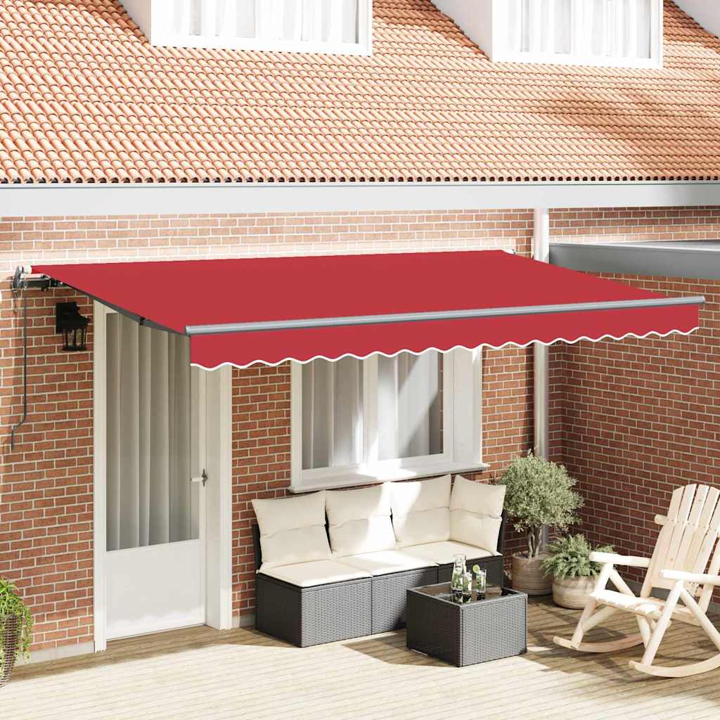Retractable Awning Red 400 x 200 cm Polyester, Aluminium