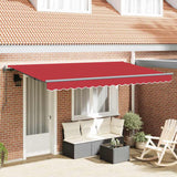 Retractable Awning Red 400 x 200 cm Polyester, Aluminium