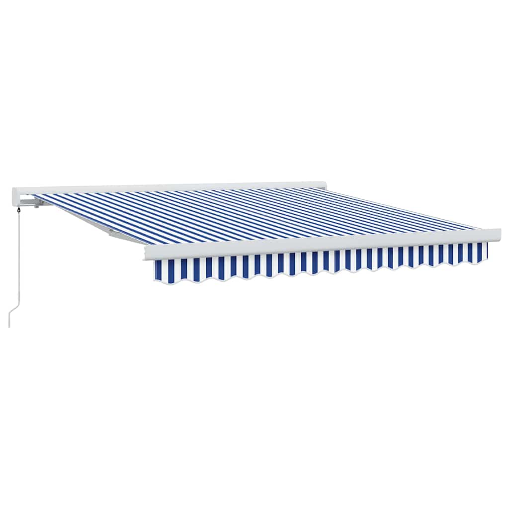 Retractable Awning Blue and White 300 x 250 cm Fabric and Metal
