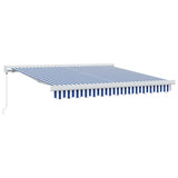 Retractable Awning Blue and White 300 x 250 cm Fabric and Metal