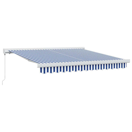 Retractable Awning Blue and White 300 x 250 cm Fabric and Metal