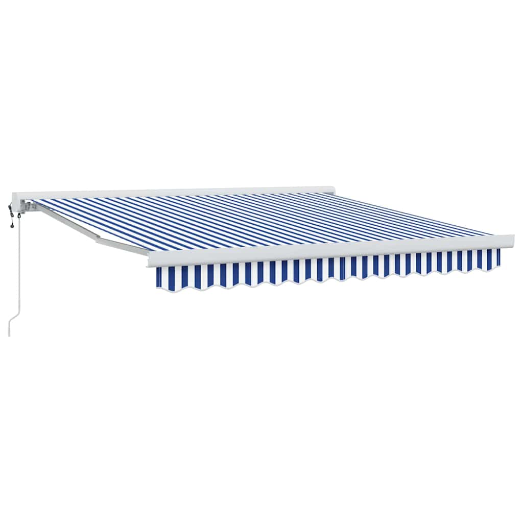 Retractable Awning Blue and white 300 x 250 cm Fabric, Metal