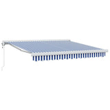 Retractable Awning Blue and white 300 x 250 cm Fabric, Metal