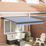 Retractable Awning Blue and White 300 x 250 cm Fabric and Metal