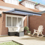 Retractable Awning Blue and White 300 x 250 cm Fabric and Metal