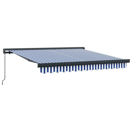 Retractable Awning Blue and White 300 x 250 cm Fabric and Metal