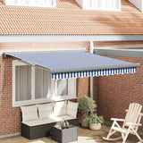 Retractable Awning Blue and white 300 x 250 cm Fabric, Metal