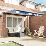 Retractable Awning Blue and white 300 x 250 cm Fabric, Metal