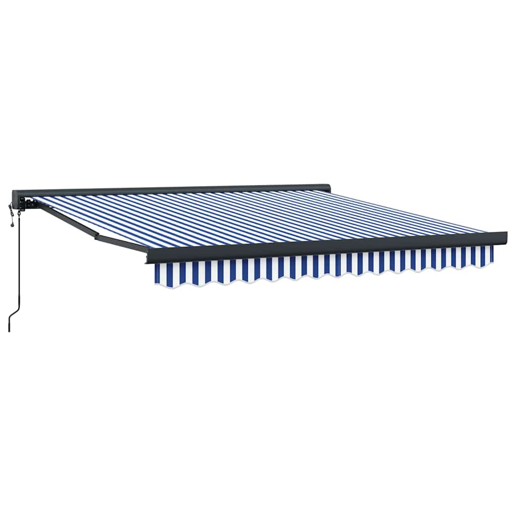 Retractable Awning Blue and white 300 x 250 cm Fabric, Metal