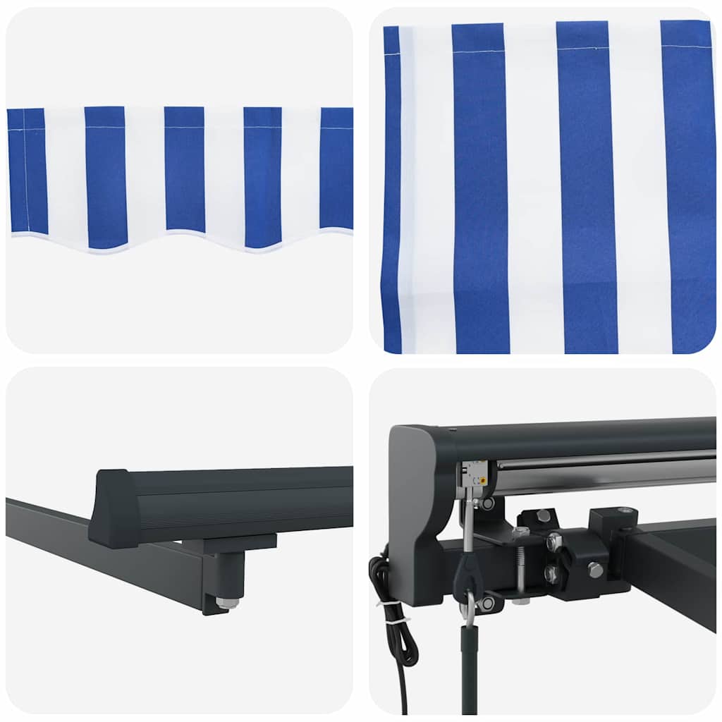 Retractable Awning Blue and White 300x250 cm Fabric
