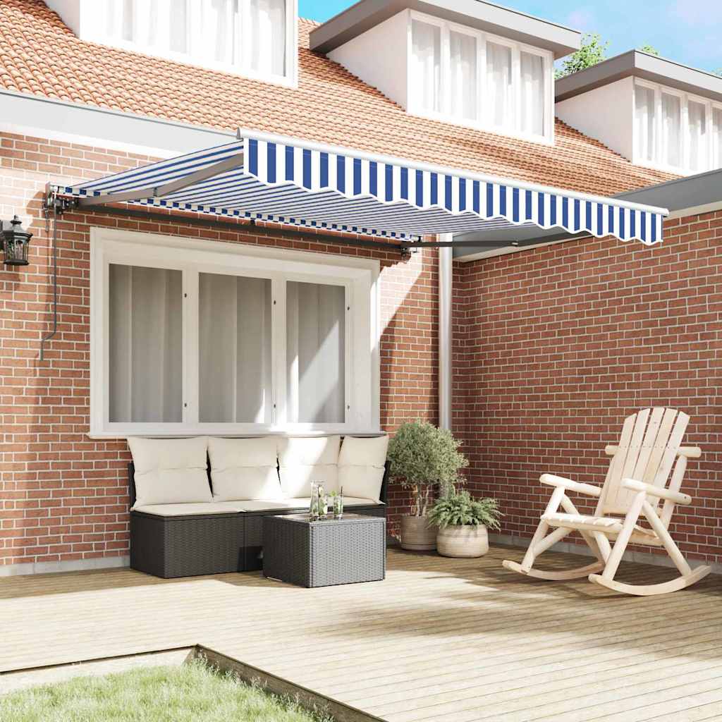 Retractable Awning Blue and White 300x250 cm Fabric
