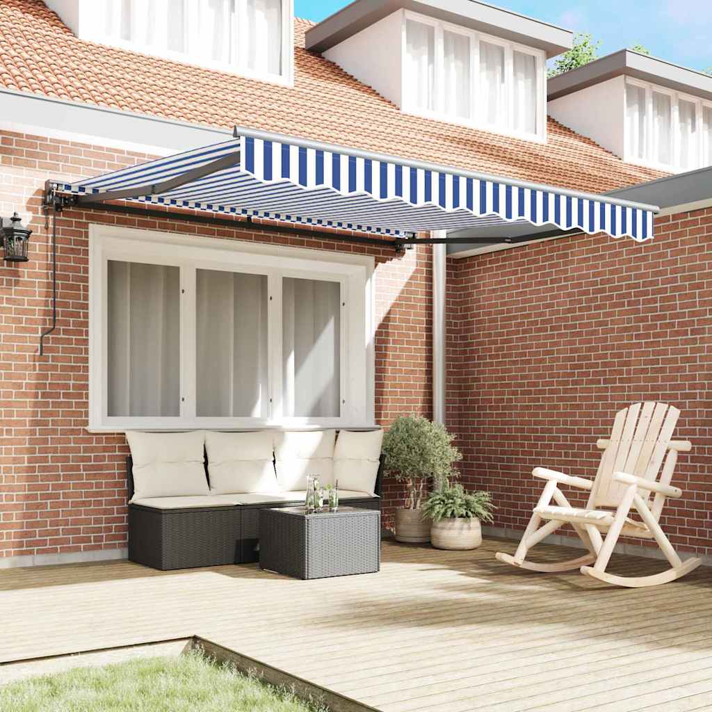 Retractable Awning Blue and White 300x250 cm Fabric