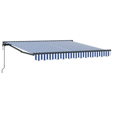 Retractable Awning Blue and White 300x250 cm Fabric