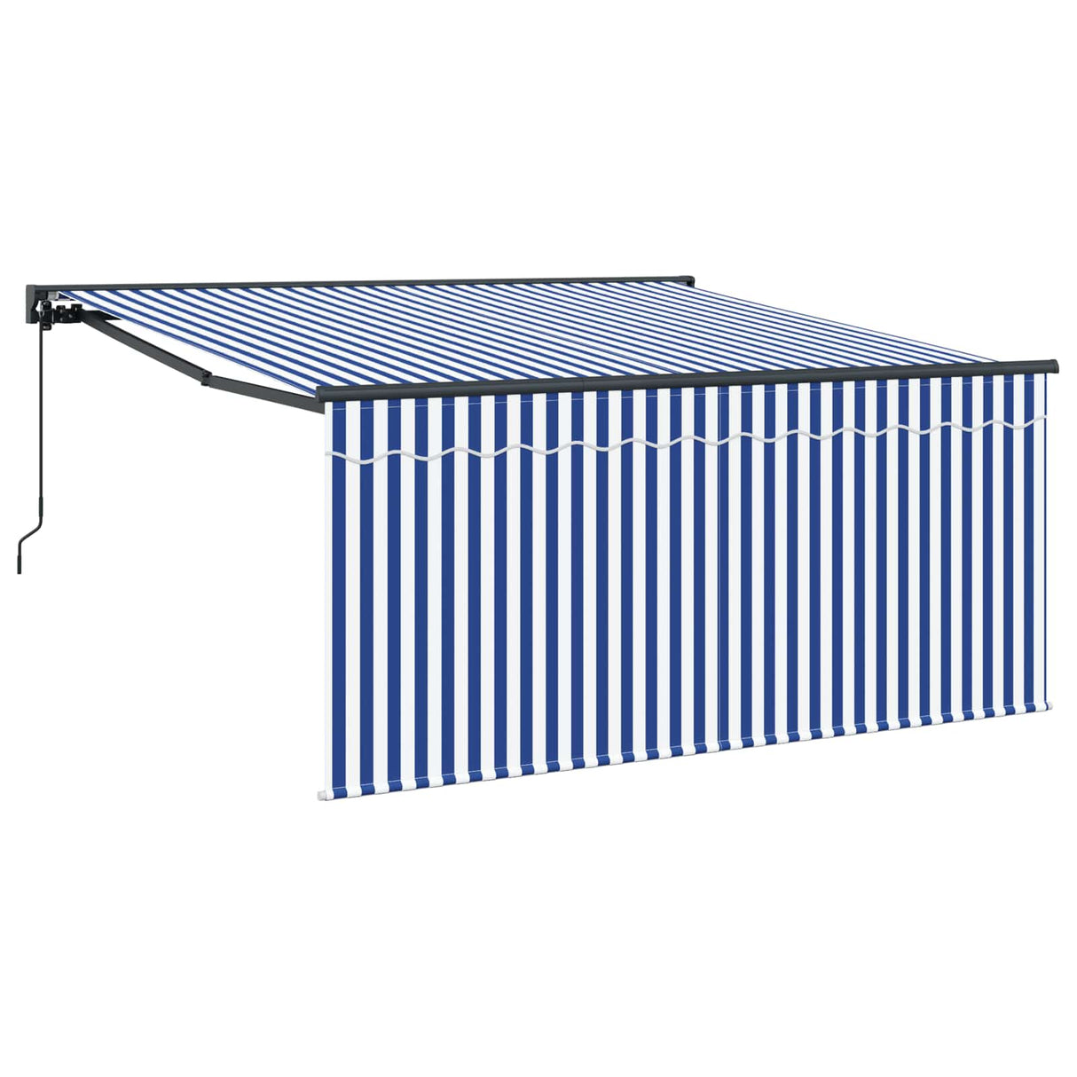 Retractable Awning Manual Blue and White 300 x 250 cm