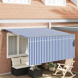 Retractable Awning Blue and white 300 x 250 cm Fabric