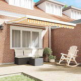Retractable Awning Yellow and white 300 x 250 cm Fabric, Metal