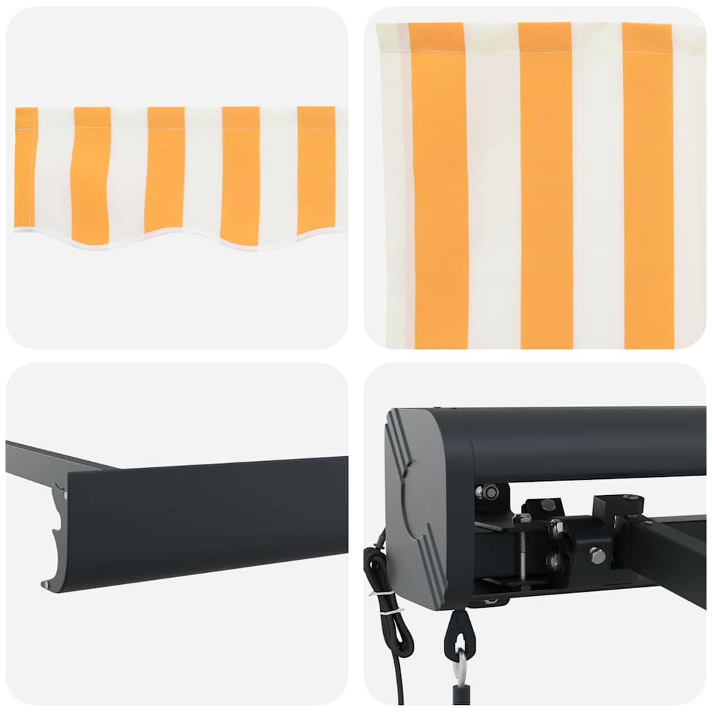 Retractable Awning Yellow and white 300 x 250 cm Fabric, Metal