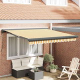 Retractable Awning Yellow and white 300 x 250 cm Fabric, Metal