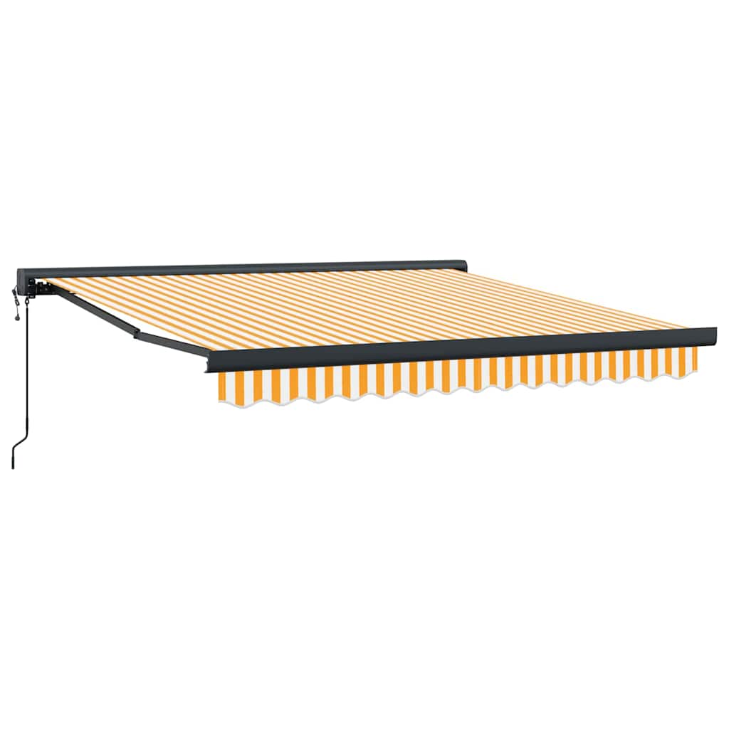 Retractable Awning Yellow and white 300 x 250 cm Fabric, Metal