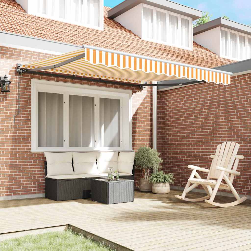 Retractable Awning Manual Yellow and White 300x250 cm Fabric