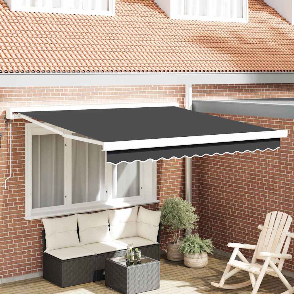 Retractable Awning Manual Anthracite 300 x 250 cm Fabric, Metal