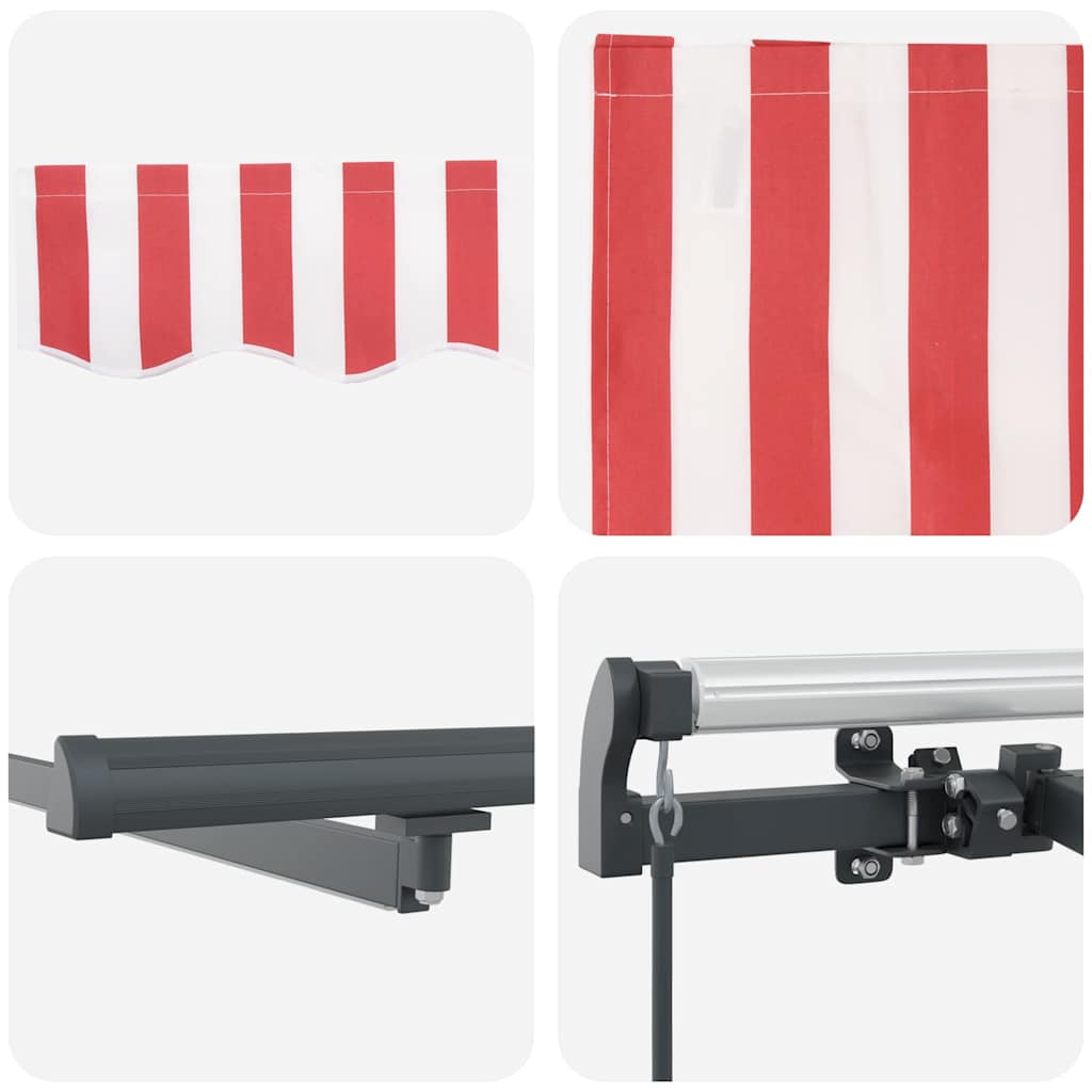 Retractable Awning Manual Red and white 300 x 250 cm Fabric