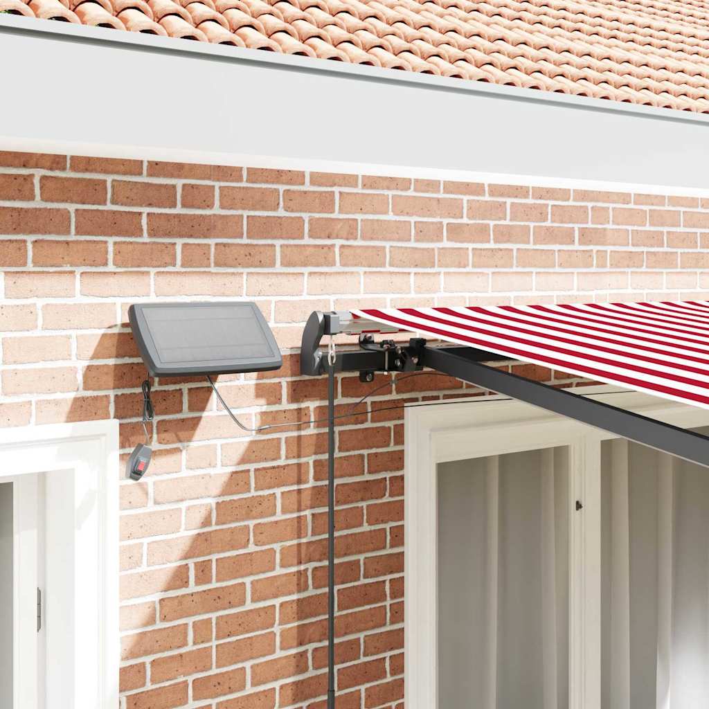 Retractable Awning Manual Red and white 300 x 250 cm Fabric