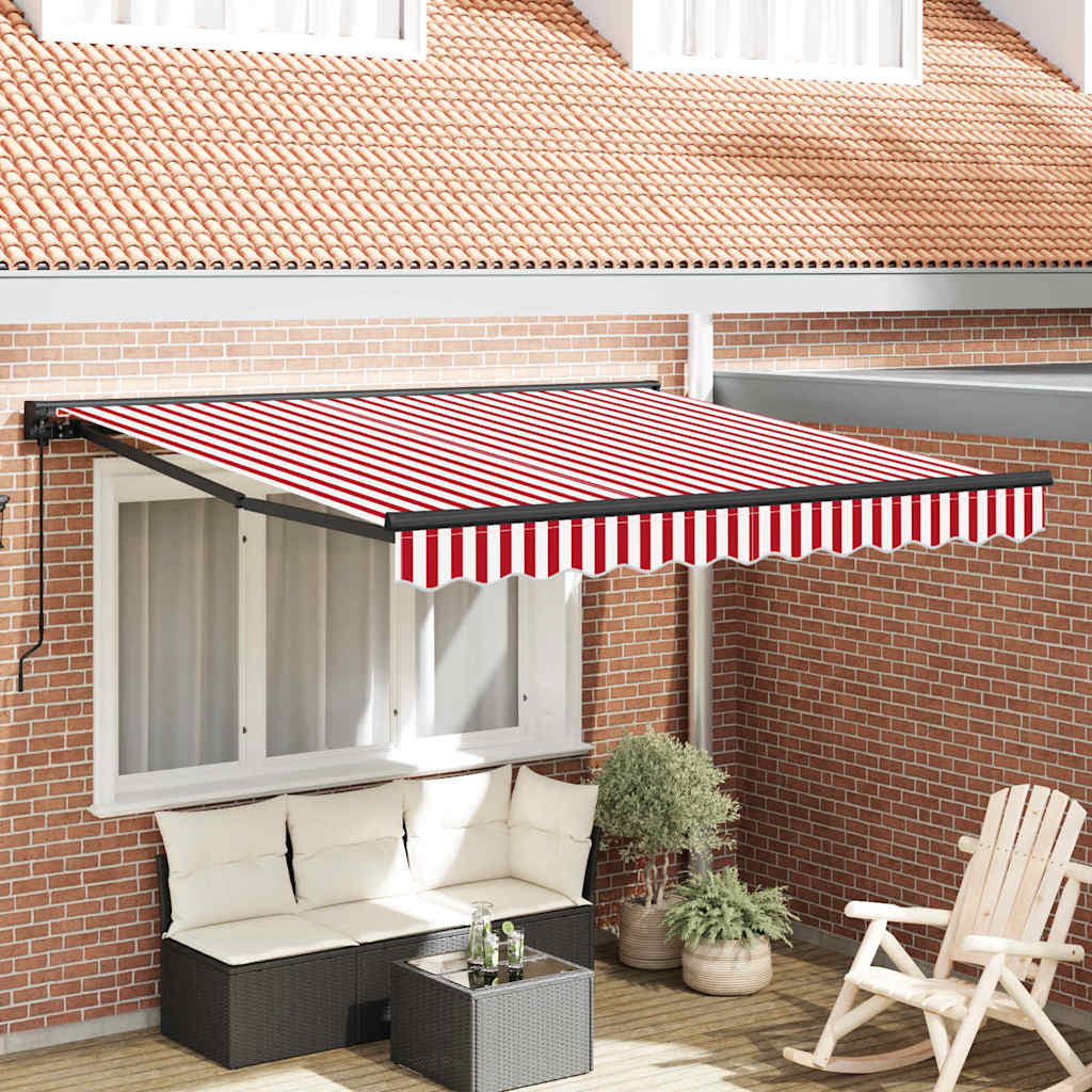 Retractable Awning Red and White Stripe 300x250 cm Fabric