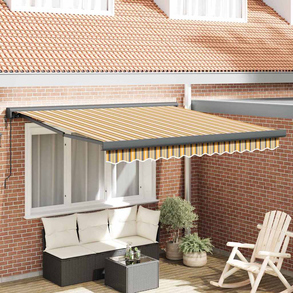 Retractable Awning Multicolour 300 x 250 cm Fabric, Metal