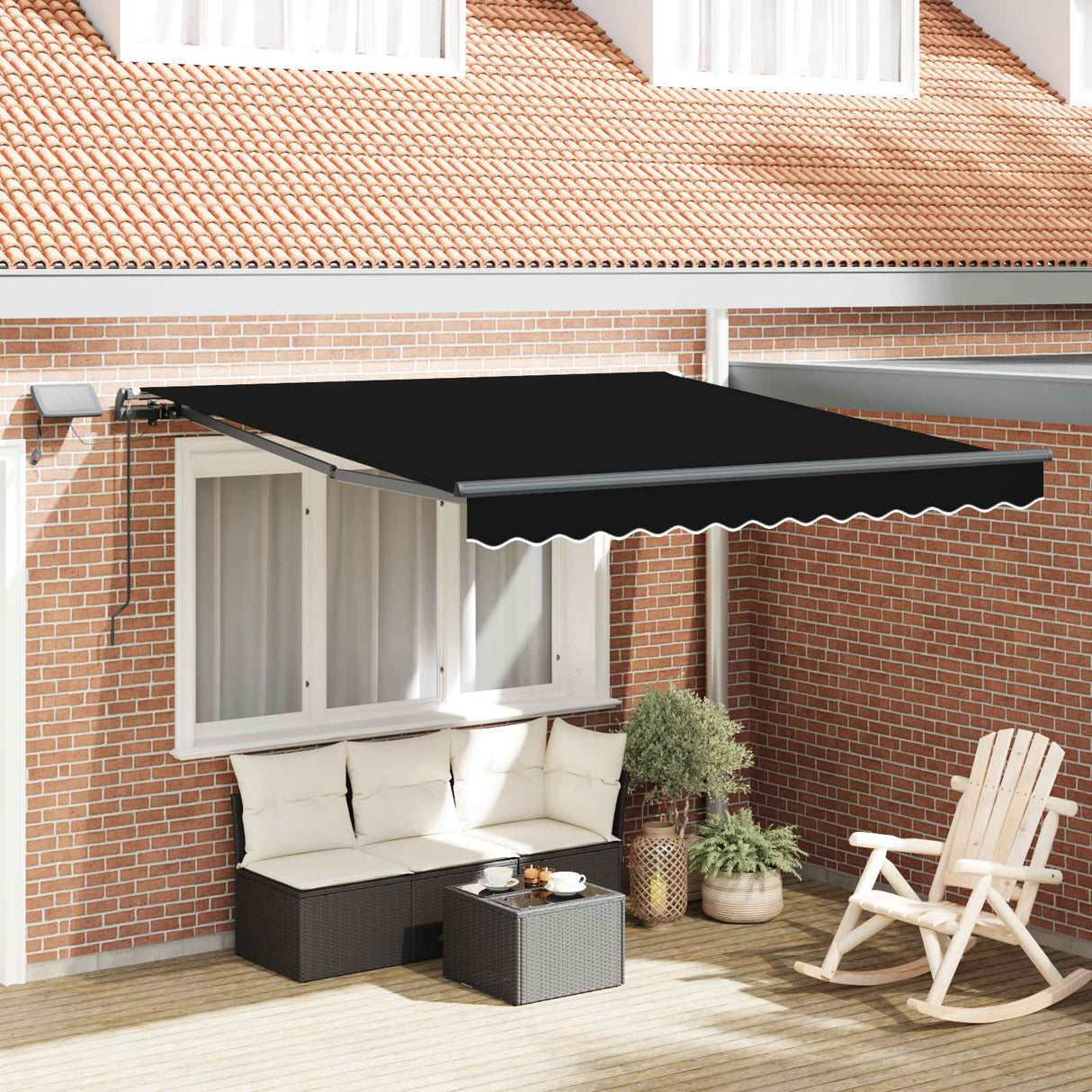 Retractable Awning Manual Black 300 x 250 cm Fabric
