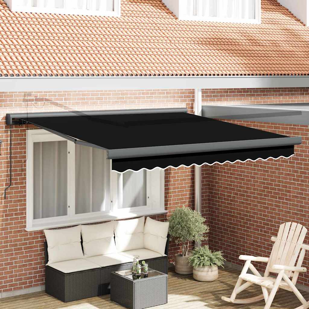 Retractable Awning Black 300 x 250 cm Fabric, Metal