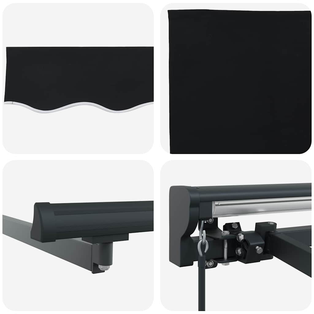 Retractable Awning Manual Black 300x250 cm Fabric