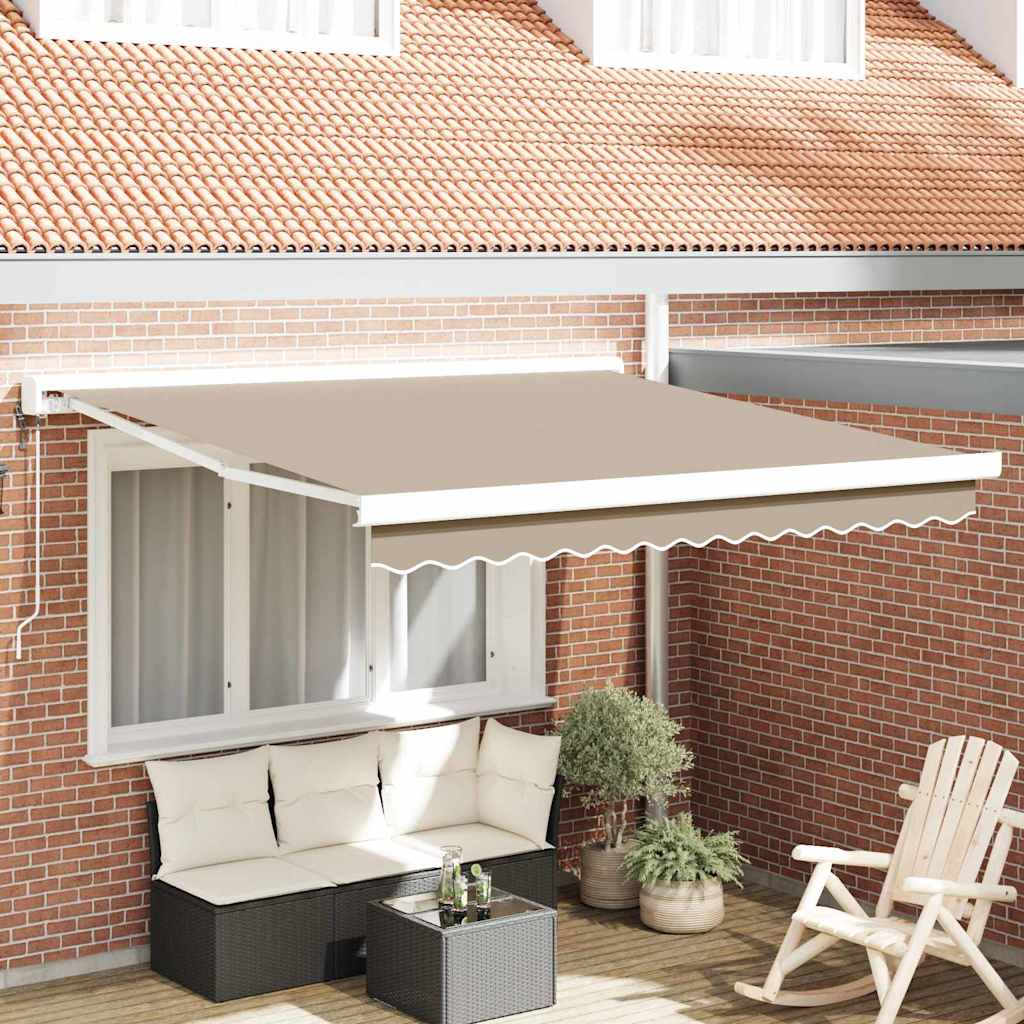 Retractable Awning Manual Beige 300 x 250 cm Fabric, Metal