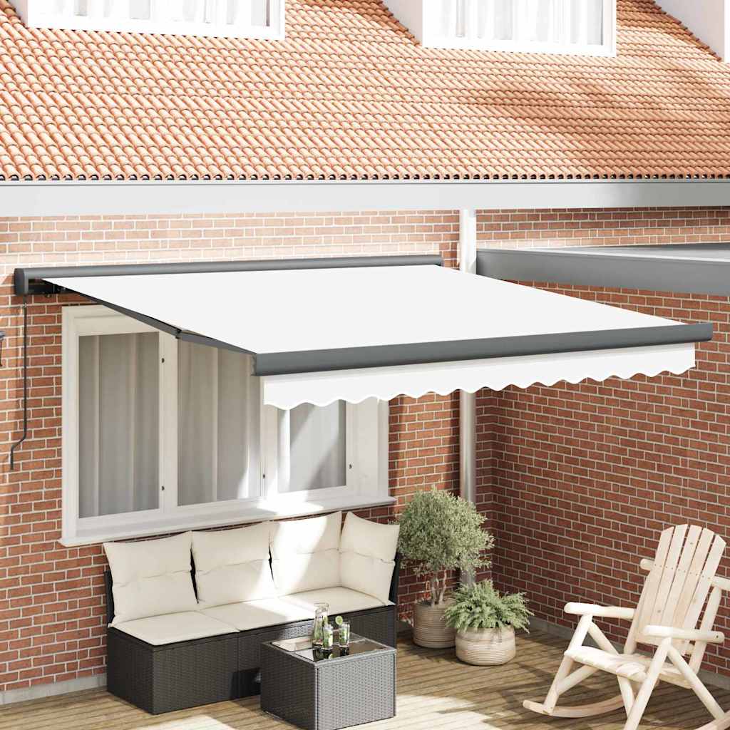 Retractable Awning White 300 x 250 cm Fabric, Metal