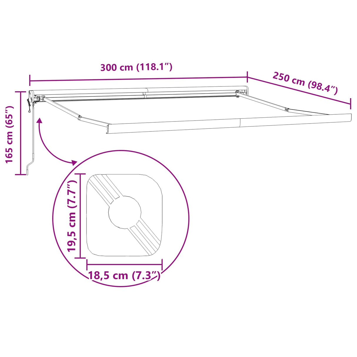Awning Light Grey 300 x 250 x 165 cm Polyester and Aluminium