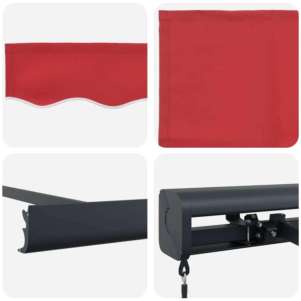 Retractable Awning Red 300 x 250 cm Fabric, Metal