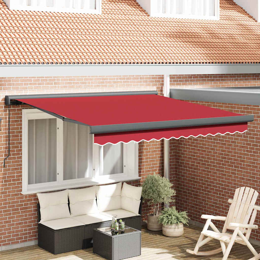 Retractable Awning Red 300 x 250 cm Fabric, Metal