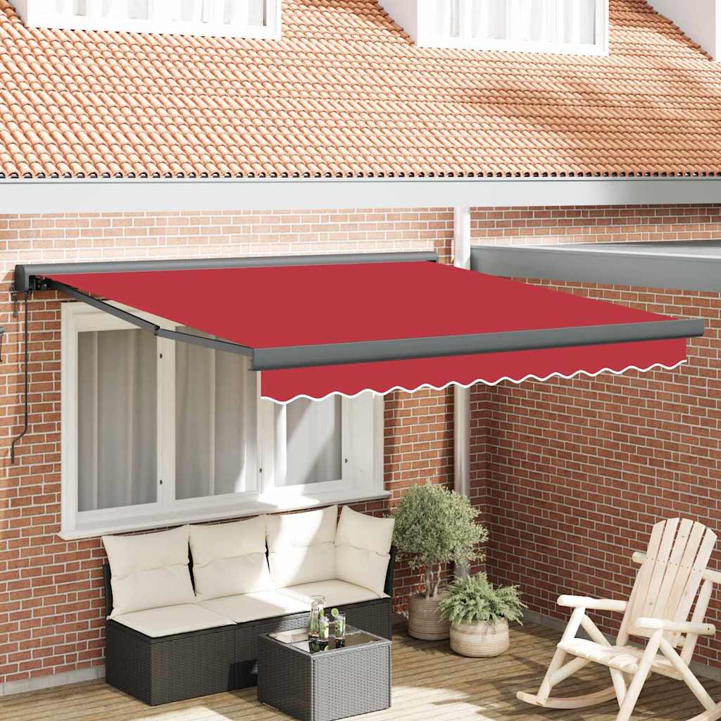 Retractable Awning Manual Red 300 x 250 cm Fabric, Metal