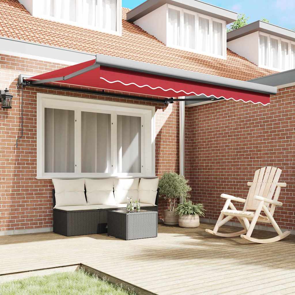 Retractable Awning Manual Red 300 x 250 cm Fabric, Metal